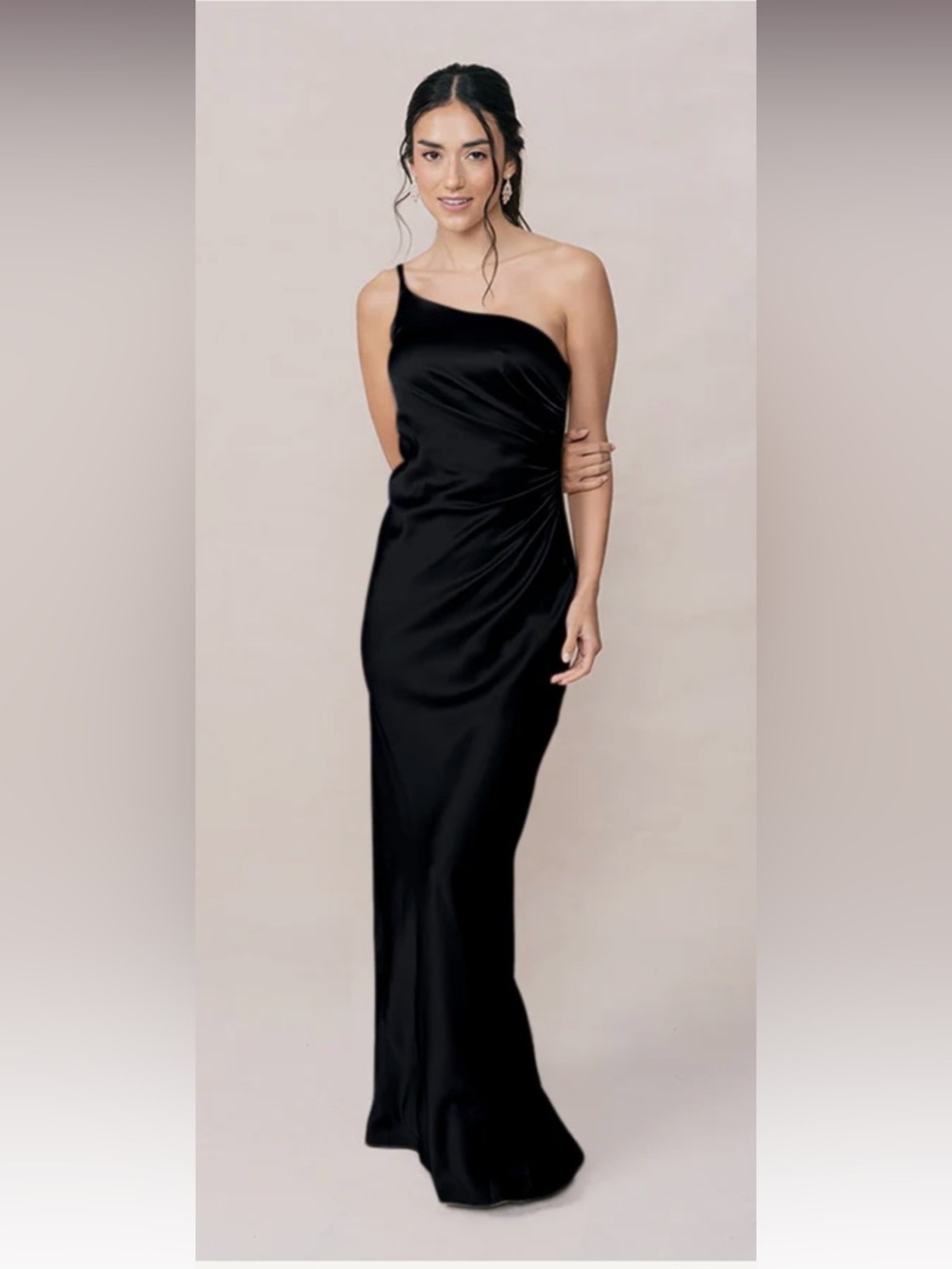 REVELRY Jade Satin Dress in Black